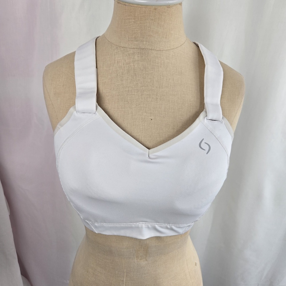 Brooks Moving Comfort Juno High Impact Sports Bra White 38C Racerback Running